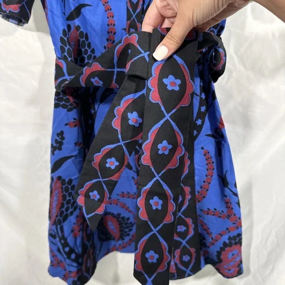 NWT Sezane [ 4 US / 36 ] Lola Printed V Neck Mini Dress in Atla Beue #Q374 - Picture 9 of 16